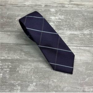 Indochino Navy Blue Plaid Thin Tie Business Formal Menswear